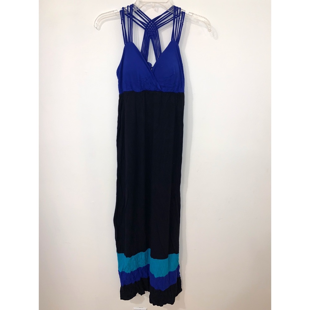 Pink Rose |Petite Medium Black & Blue Maxi Dress
